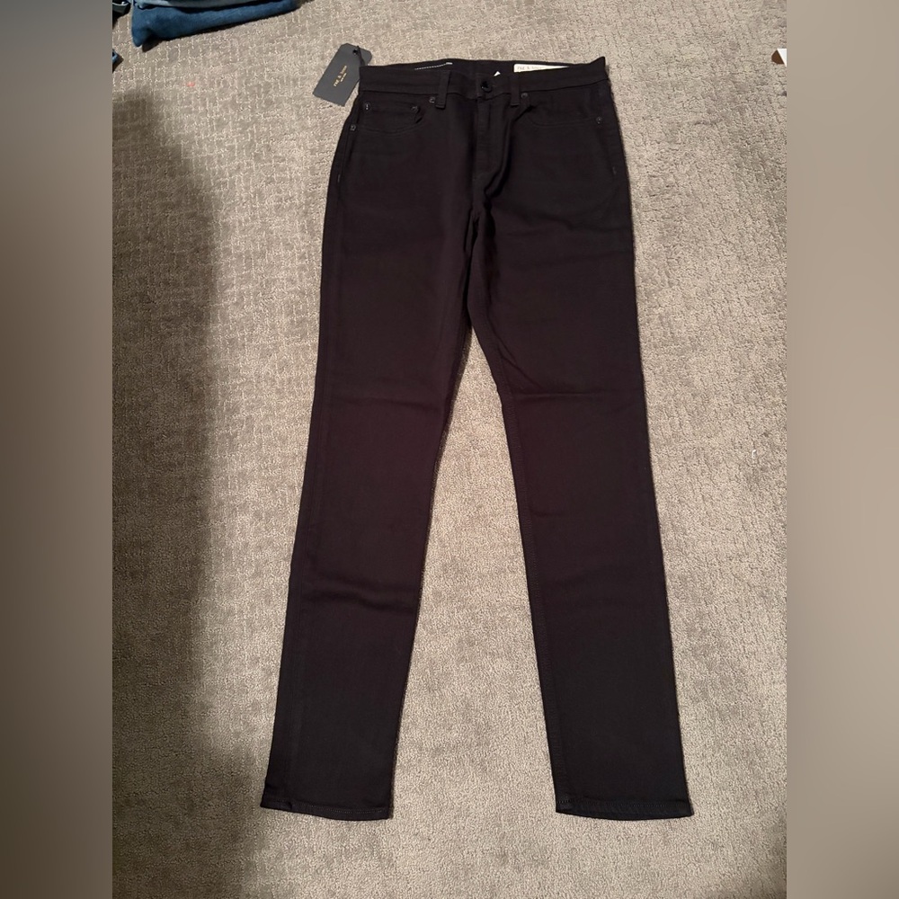 rag & bone High-Rise Skinny Jeans in Black - Picture 2 of 11